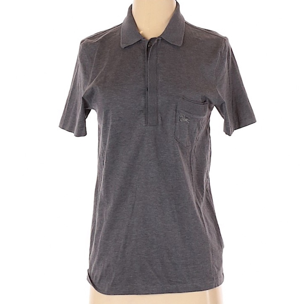 {Burberry} Gray Polo Collared Shirt